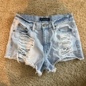 Aeropostale Light Blue Distressed Denim Cutoff Shorts